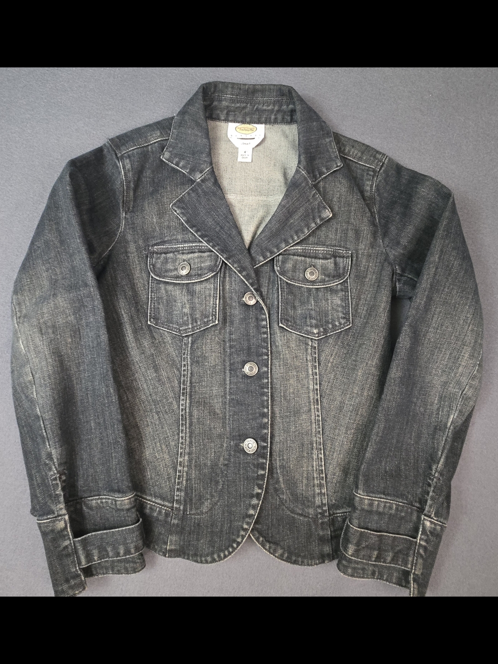 Talbots Petites Dark Blue Denim Stretch Jean Jacket Women's Size 4P